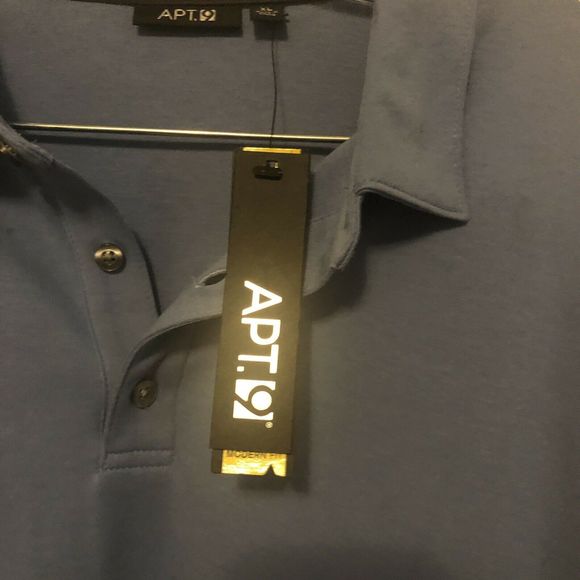 Men’s APT 9 MEN  POLO SHIRT Grey - Picture 3 of 4